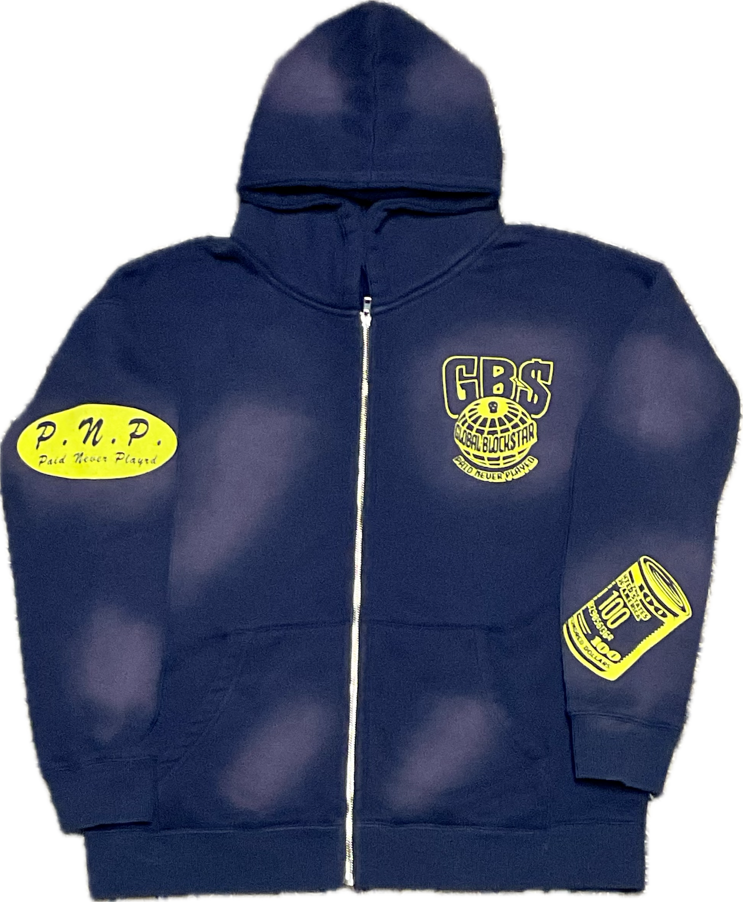 Navy/Yellow Zip-Up Hoodie